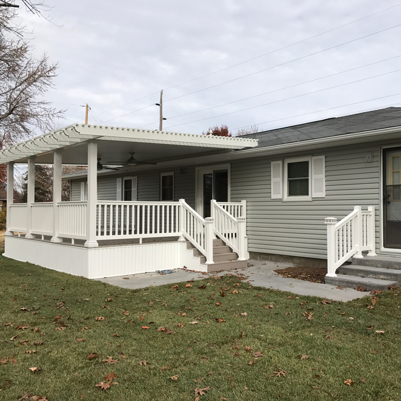 newly constructed porch on a house
